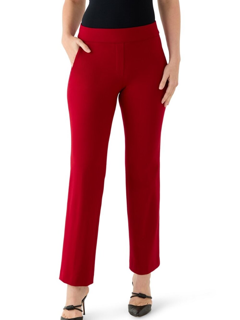 NWOT Anne Klein deep red pull on pocket trousers Sz L